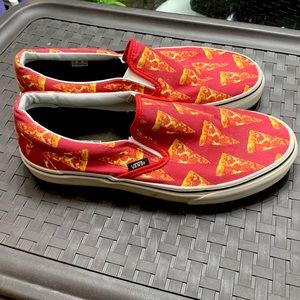 Vans Late Night Mars Red/Pizza slides, women’s size 11 (men 9)